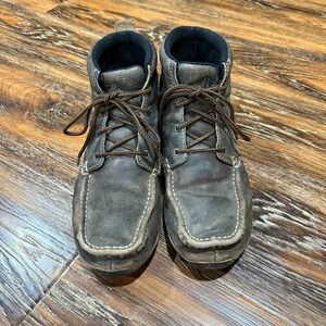 Women's Size 7 Justin Lace Up Boots Driving Moc Chukka Shoes Brown Leather